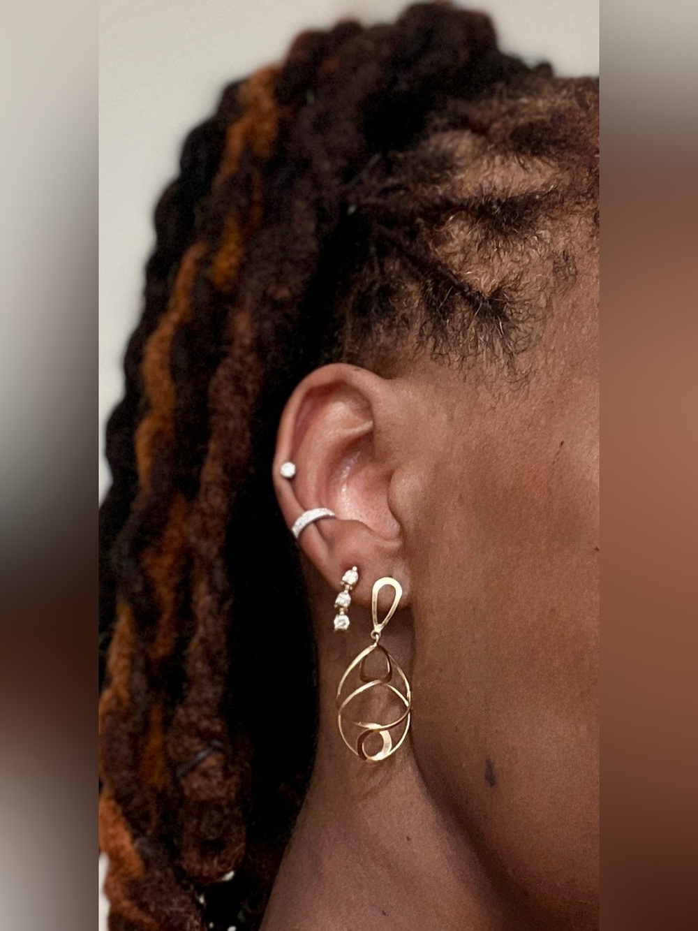 ⚜️ NABCO 14K Gold Freeform 3D Open Twist Dangle Drop Earrings - Picture 2 of 7